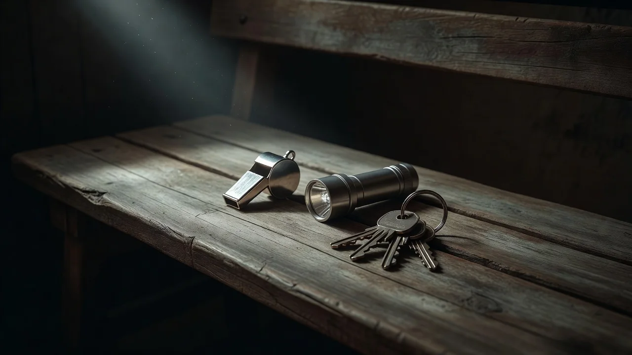 Personal safety essentials: whistle, flashlight and keys